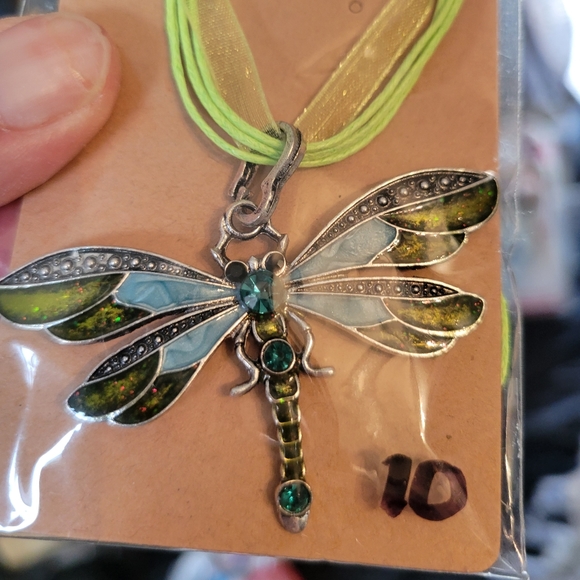 NWT beautiful enamel and rhinestone turquoise and green dragonfly - Picture 3 of 4